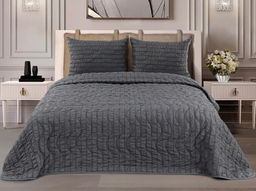 АРТ-015 Покрывало полиэстр жатый 200*220 "Полоска серый кардинал"