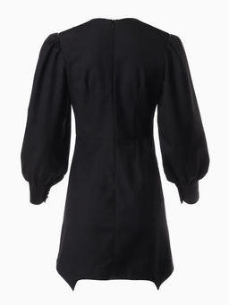 Платье женское короткое MINAKU: Casual Collection, чёрное, размер 46, с длинным рукавом