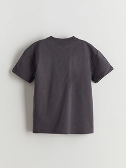 Yaz? Bask?l? Pamuklu Erkek ?ocuk Ti??rt