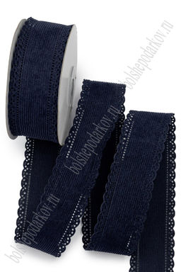 Лента вельветовая с перфорацией 3,8 см*10 ярд (SF-7315) темно-синий №50