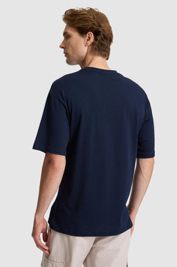 Erkek Lacivert Comfort Fit Bisiklet Yaka Ti__rt