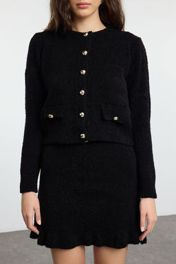 Siyah Buklet Kemerli Etekli Triko Alt-Ust Tak?m TWOAW25AU00019 - Trendyolmilla фото 3