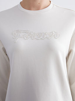 Bisiklet Yaka Ta?l? Kad?n Sweatshirt