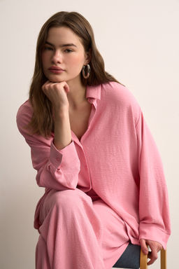 Рубашка оверсайз из жатого хлопка - Mollis фото 4