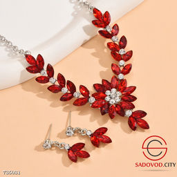 Комплект ожерелье и сережки с цветком и кристаллами - Bruno фото 5