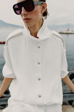 CHAQUETA BOMBER CUELLO SUBIDO / Blanco roto - Zara фото 3