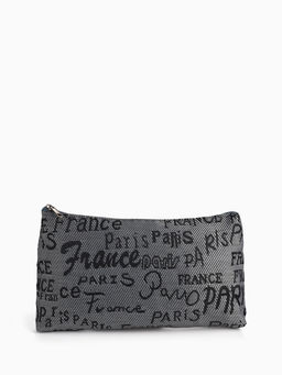 Набор простых косметичек 2 в 1 на молниях, с надписями, серый