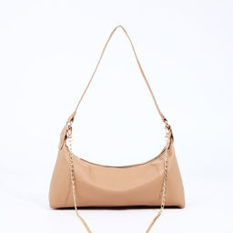 Сумка-багет на молнии, цвет светло-коричневый