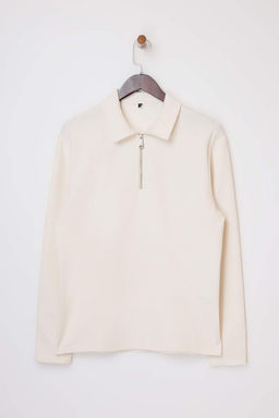 Lacivert Loose Fit Dokulu Fermuarl? Polo Yaka T-shirt TMNSS26PO00002 - Trendyolmilla фото 3