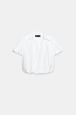 CAMISA GLOBO MANGA CORTA / Blanco