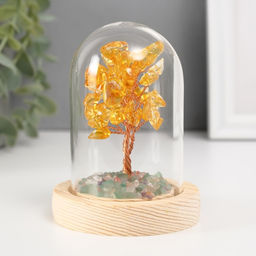 Фигурка «Денежное дерево в колбе», жёлтый, 36 камней, 7.8×7.8×10 см