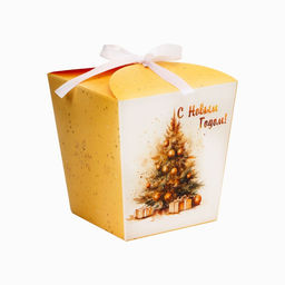 Цена за 5 шт. Бонбоньерка новогодняя, подарочная упаковка «Счастливого нового года», 7.5×8×7.5 см
