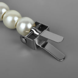 Ручка для сумки, металлическая, жемчужные бусы, на прокол, 12,5 9 1,2 см, цвет белый/серебряный - Арт узор фото 3