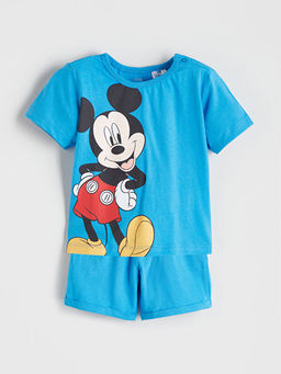 Mickey Mouse Bask?l? Erkek Bebek Ti??rt ve ?ort 2li