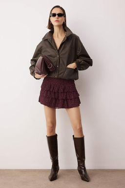 Kahverengi Super Mini Orme Sortlu Astarl? Dantel Party Etek TPRAW26ET00015 - Trendyolmilla фото 5