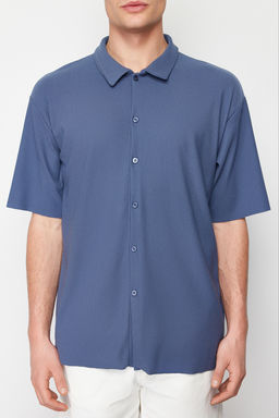 Indigo Regular Fit Rahat Konforlu Dikissiz Orme Gomlek TMNSS24GO00052 - Trendyolmilla фото 5