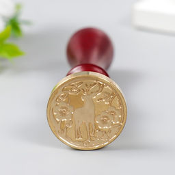 Печать для сургуча с деревянной ручкой «Олень в цветущем лесу», 9×2.5×2.5 см