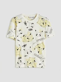 Bisiklet Yaka Pikachu Bask?l? Erkek ?ocuk Ti??rt