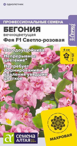 Цветы Бегония Фея F1 Светло-розовая вечноцветущая/Сем Алт/цп 5 шт. НОВИНКА