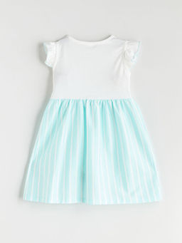 Bisiklet Yaka Bask?l? K?z ?ocuk Elbise