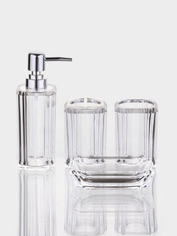 Набор для ванной «Кристалл», 4 предмета, дозатор, 2 стакана, мыльница