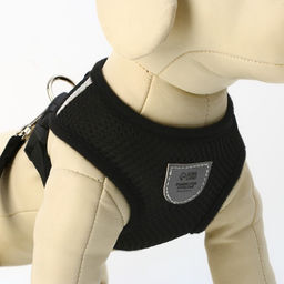 Шлейка дышащая с поводком и светоотражающей нашивкой, S, ОШ 27, ОГ 30-38, черная - Пушистое счастье фото 2