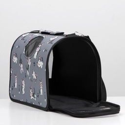 Сумка-переноска каркасная Играющие котики, размер M, 40 х 21 х 27 см, серая - Пижон фото 5