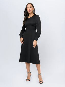 УЦЕНКА.Платье черного цвета длины миди с длинными рукавами - 1001dress фото 6