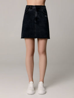 CONTE CON-562 Джинсовая mini-юбка c термопечатью washed black
