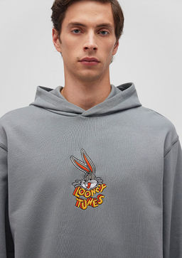 Bugs Bunny Bask?l? Gri Sweatshirt - Mavi фото 5