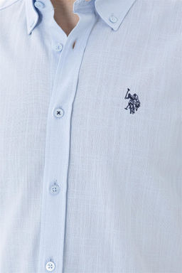 Мужская голубая рубашка с коротким рукавом - U.s. polo assn фото 7