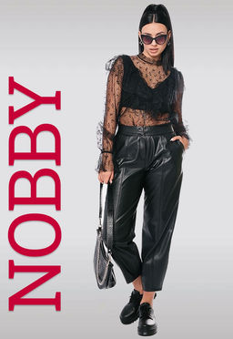 NOBBY, Женские брюки 704К-500 (черный) (эко-кожа)