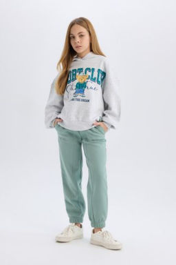 K?z Cocuk Beli Pacas? Lastikli Cepli Basic Duz Kal?n Jogger Esofman Alt?