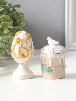 Набор фигурок пасхальных 2 шт. ХВ, кулич 7?5 см, яйцо на подставке 9?4 см