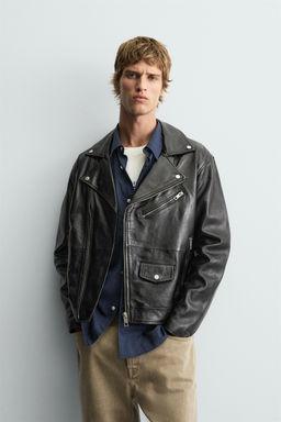 LEATHER BIKER JACKET - Zara фото 2