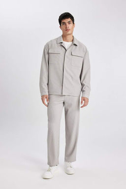 Плиссированная куртка с рубашечным воротником и расслабленным кроем - Defacto фото 6