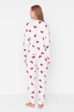 Ekru %100 Pamuklu Kalpli Orme Pijama Tak?m? THMAW21PT0566