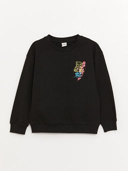 Bisiklet Yaka Bask?l? Uzun Kollu K?z ?ocuk Sweatshirt ve Tayt - Waikiki фото 2