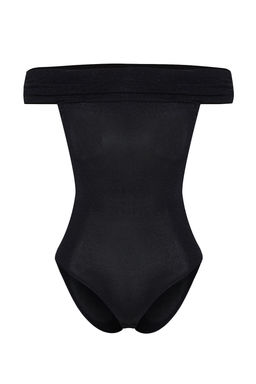 TRENDYOLMILLA Siyah Asimetrik Yaka Simli Orme Body TPRSS25BD00007 фото 8