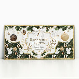 Цена за 10 шт. Конверт для денег «Новогодний подарок», 16,5 х 8 см