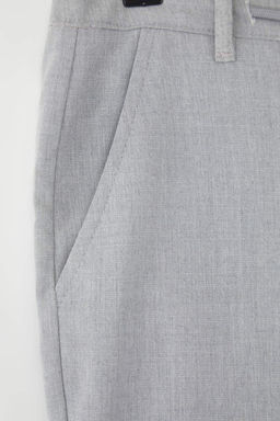 Ac?k Gri Slim Fit Beli Baglama Detayl? Lastikli Kumas Dokuma Pantolon TMNAW25PL00027