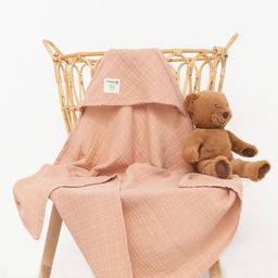 Полотенце уголок муслиновое Крошка Я, 75х75 см, цвет пудровый, 100% хлопок, 3-сл, 180 гр/м2  фото 5