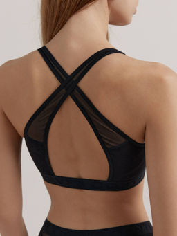 CONTE RIB WITH MESH LBE 2493 Бюстье из хлопка в рубчик и эластичной сеточки black - Conte elegant фото 3