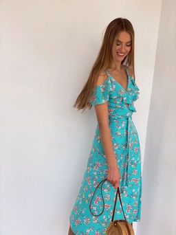 4195 Сарафан в цветочек в цвете тиффани - Martichelli фото 8