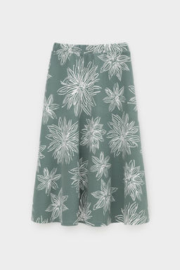 ЕВТ 7029/зеленый,крупные астры юбка жен