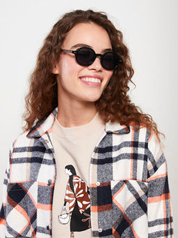 Ekose Uzun Kollu Oversize Gabardin Kad?n Oduncu G?mlek Ceket