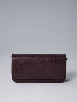 Сумка кожаная багет Deboro 30138 крок/пурпур