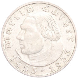 Монета 2 рейхсмарки 1933 года D Германия 450 лет со дня рождения Мартина Лютера