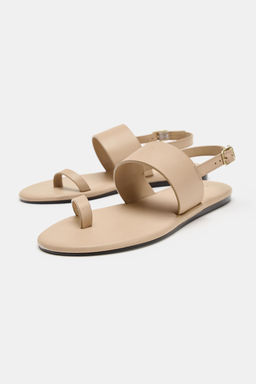 SANDALIA PLANA PIEL / Marr?n Camel - Zara фото 3