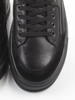 05-B203B-1M-A BLACK Ботинки зимние мужские (натуральная кожа, натуральный мех)